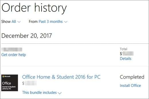 use order history to find your office version and activate ms office