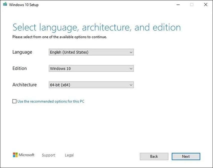 windows 10 settings for an hp laptop boot from a usb