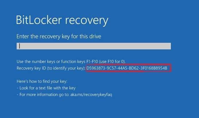 write down your recovery key id