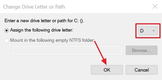 select letter and change drive letter