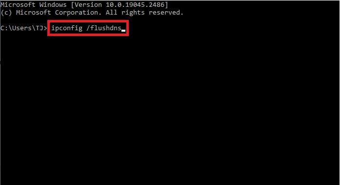 type the command ipconfig /flushdns