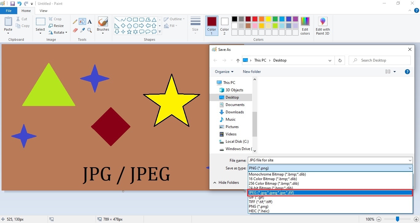 how to create and save a jpg file