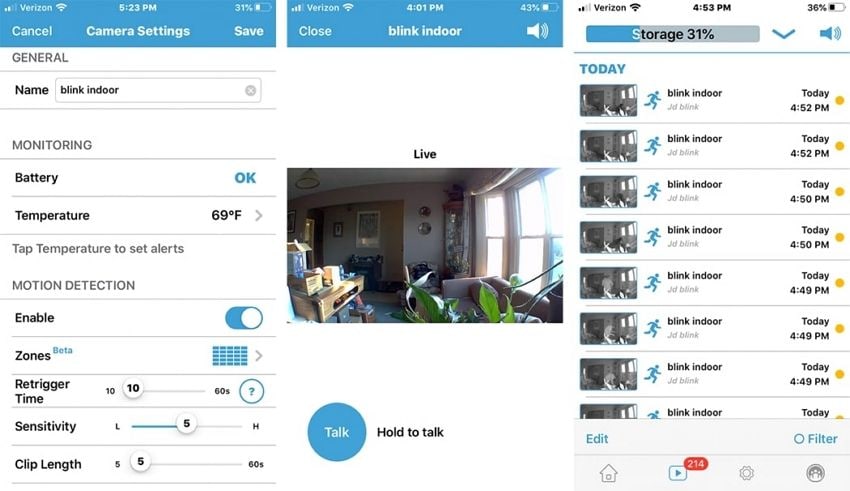 Effacer les vidéos de Blink à l'aide de l'application