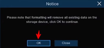 confirm hdd formatting to delete all data