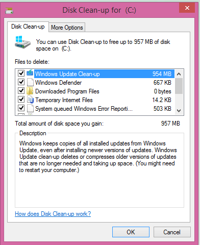 disk cleanup clear temporary internet files