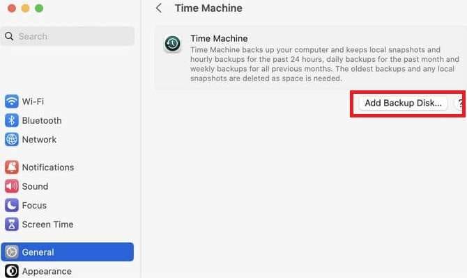 add backup disk for time machine