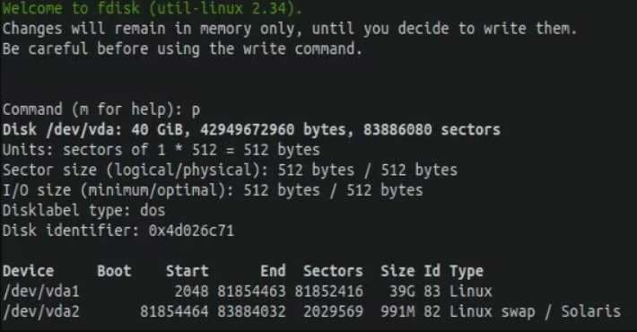 extend Linux partition fdisk 