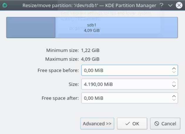 kde manager allocate size 