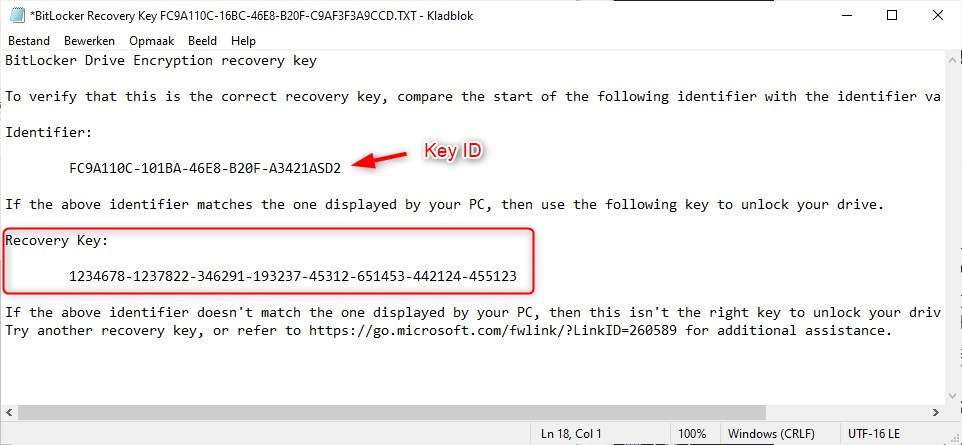 finding the recovery key 