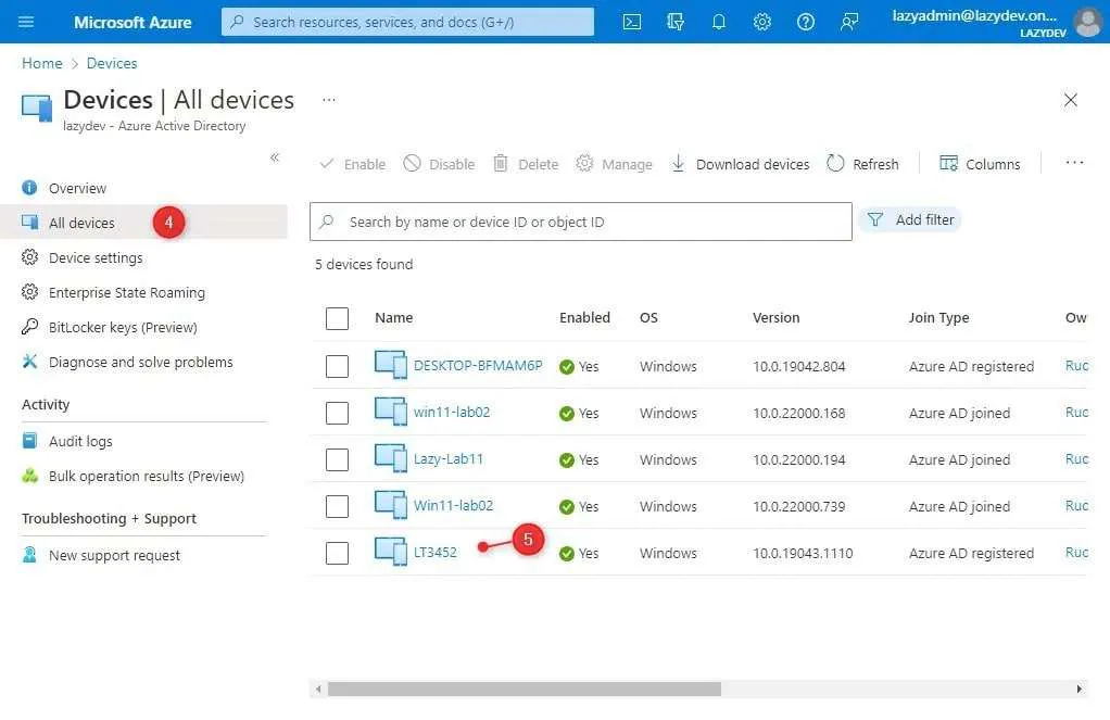 herstelsleutels tonen in azure account