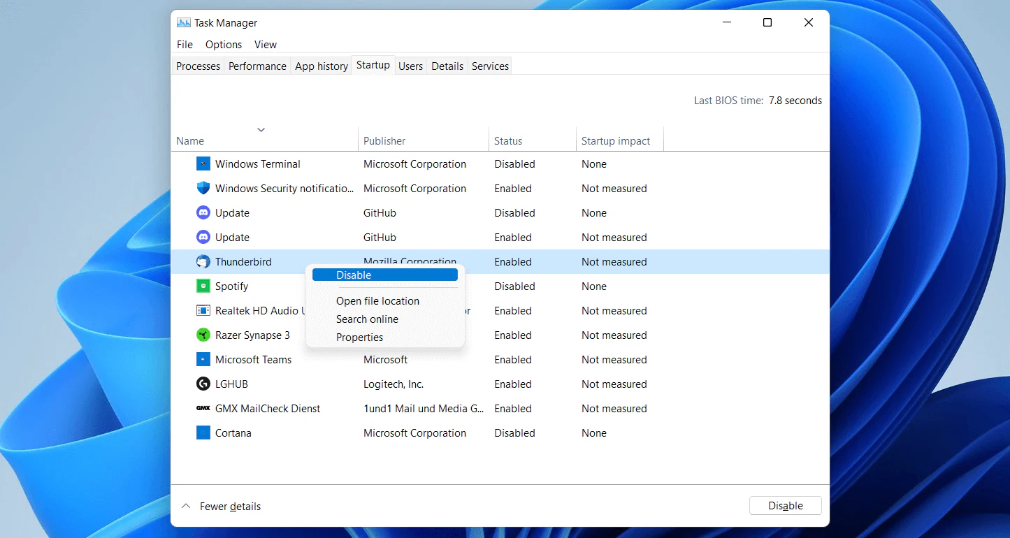 manage startup programs windows 10