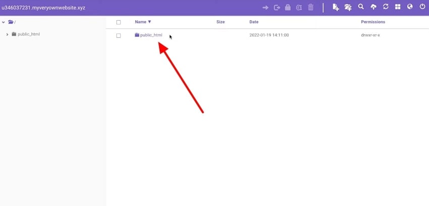 click public html option