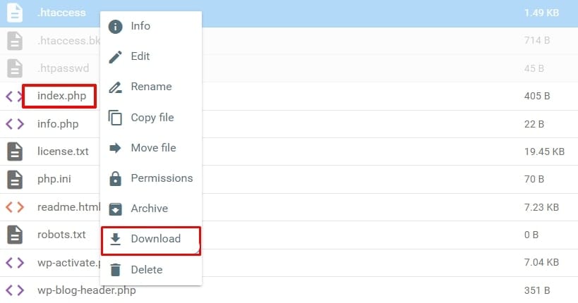 click download option