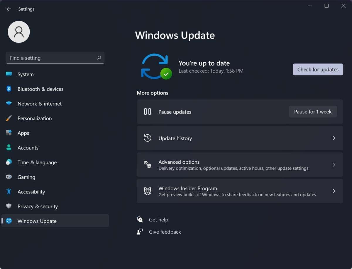 Windows check for updates 