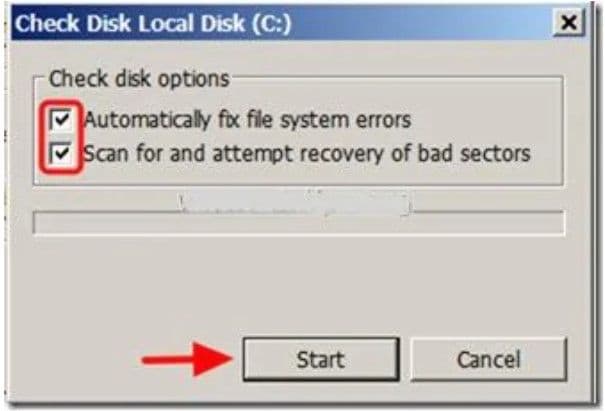 start disk check utility