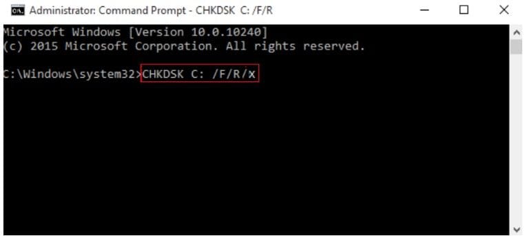 command chkdsk in command prompt