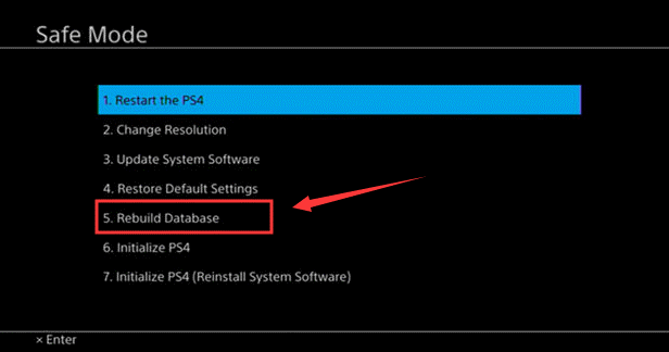 reconstruir o banco de dados ps4