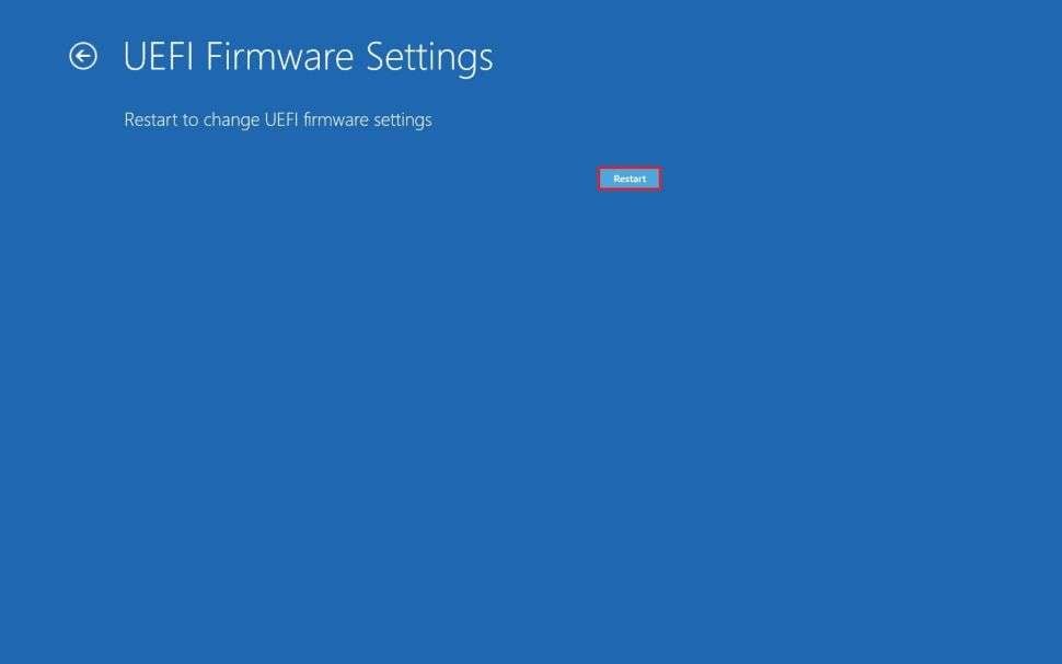 restarting to change uefi firmware settings