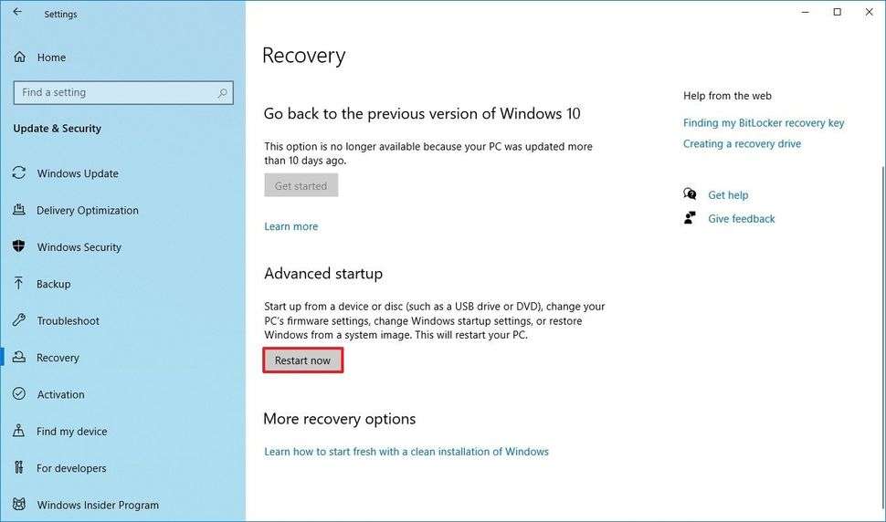 Windows 10 opnieuw opstarten vanuit geavanceerd opstarten 