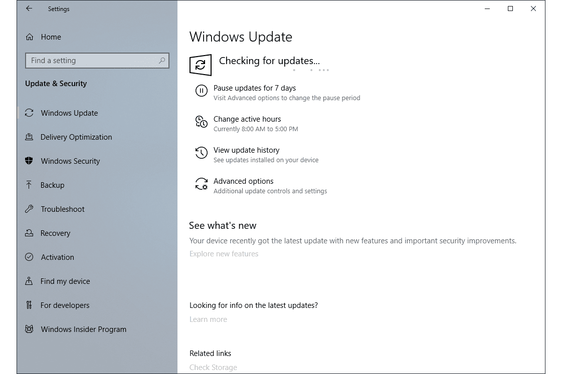 windows check for updates 