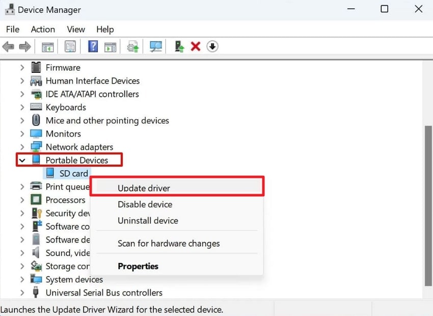 hit the update driver option