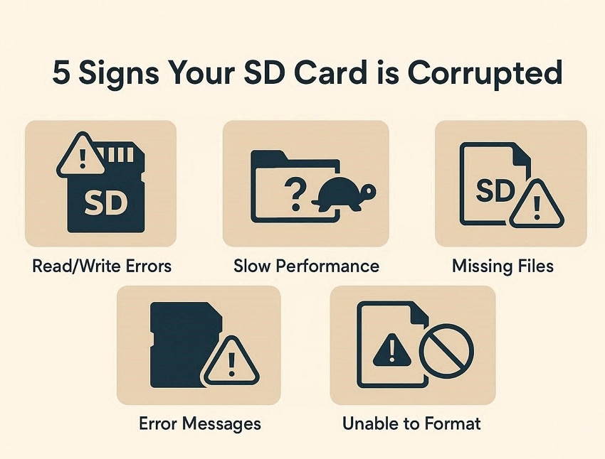 signs that shows sd corruption issue