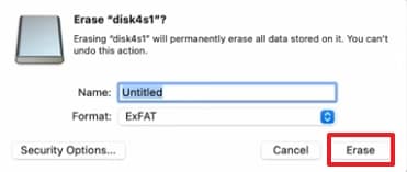 click the erase button