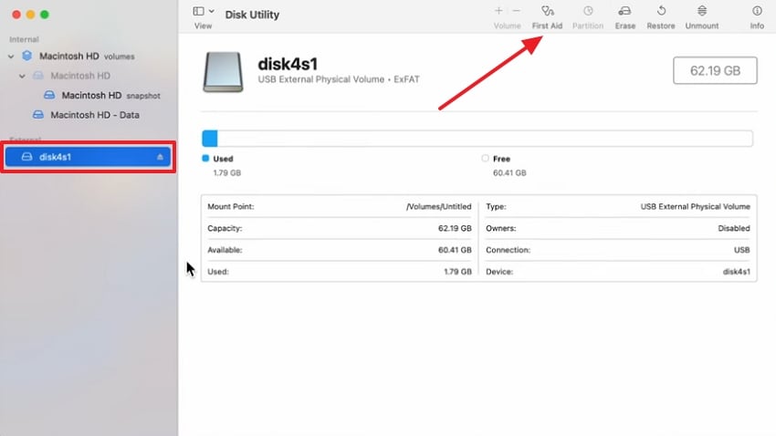 access sd folder run first aid