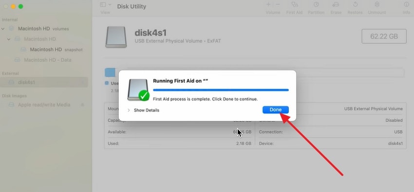 click the done button