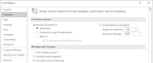 selection the formulas 