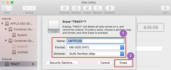 Neuformatierung eines externen Laufwerks auf einem Mac