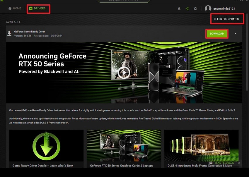 update dedicated graphics card driver