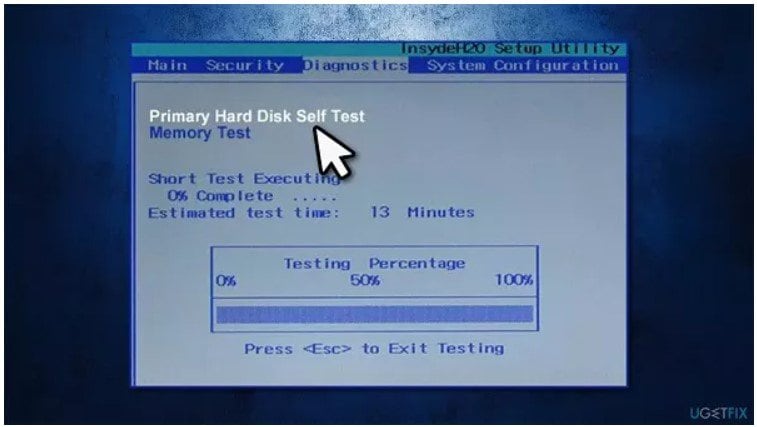 primary hard disk self test