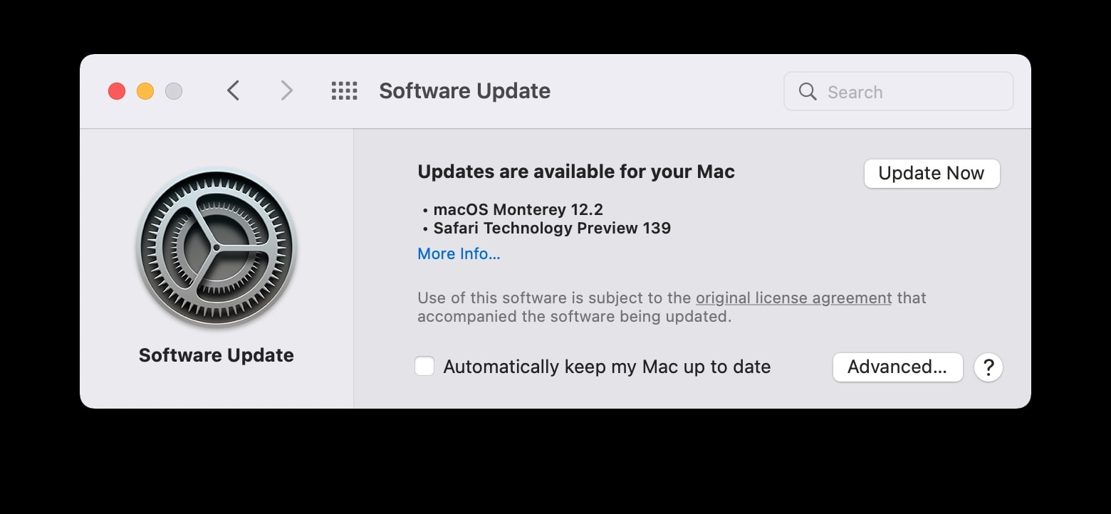 update the macos