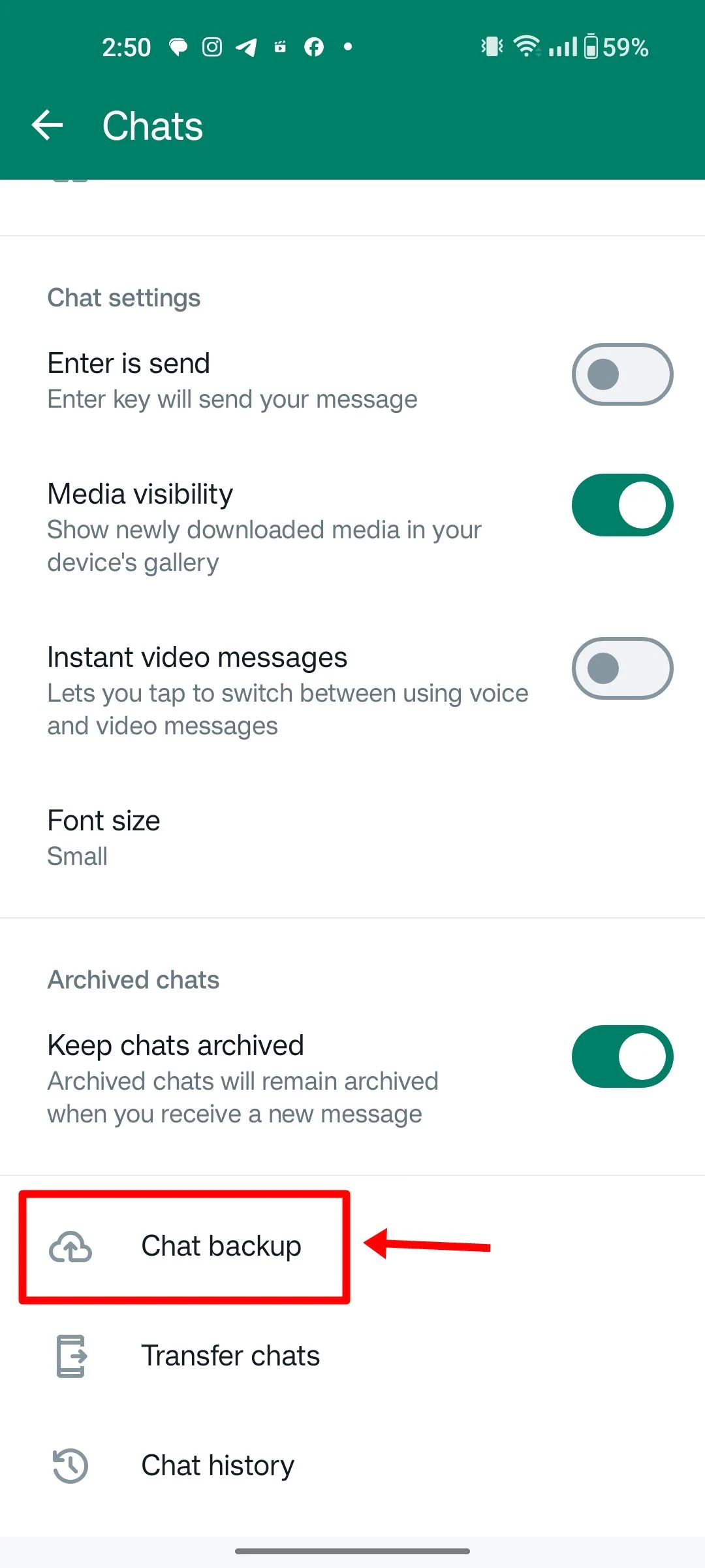 whatsapp chat backup 