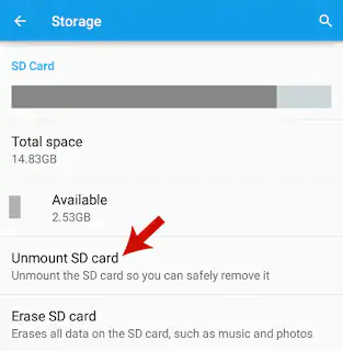 unmount sd card 