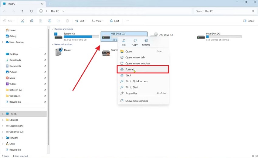 choose usb drive format