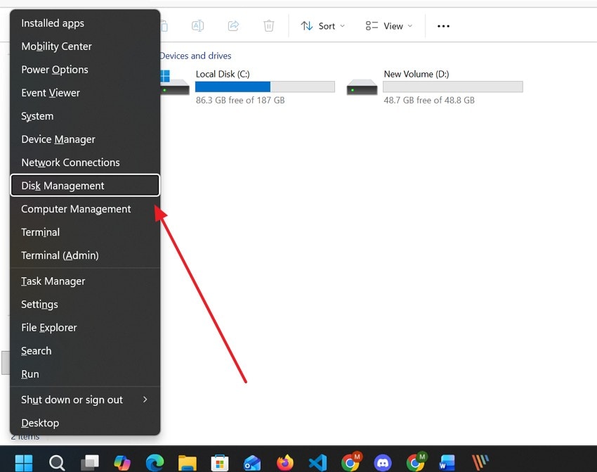 open disk management