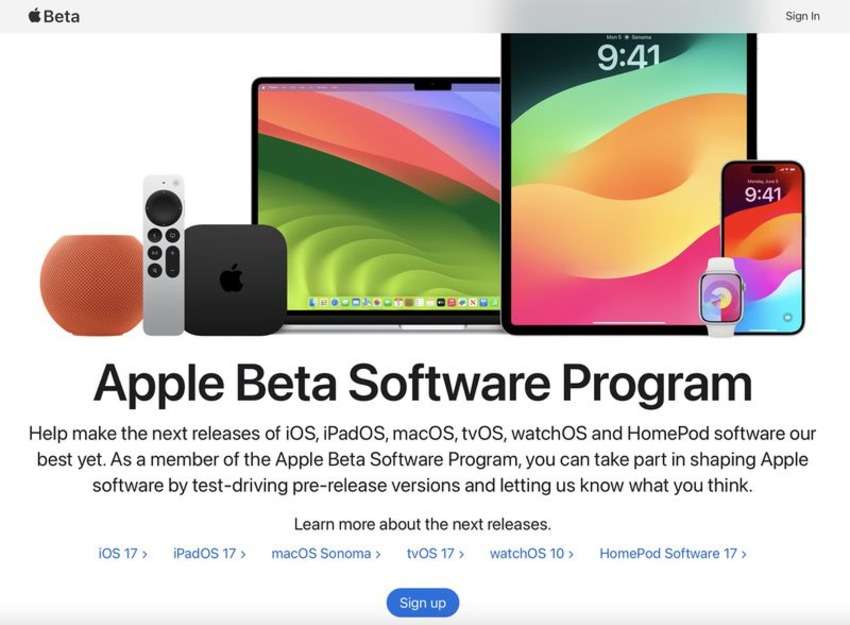 junte-se ao programa de software beta da apple