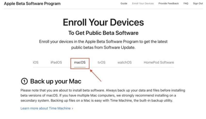 choose a macos device