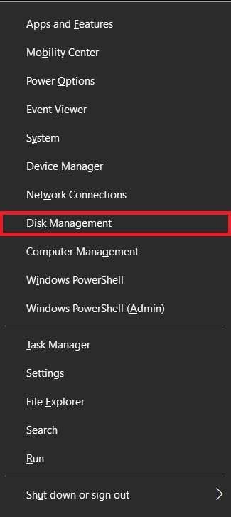 opening disk management 
