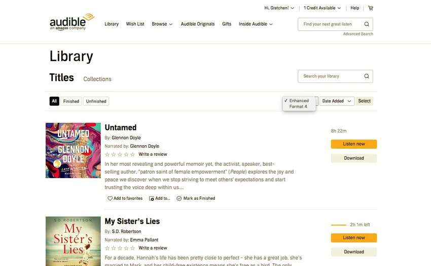 audiobook formats on the audible website