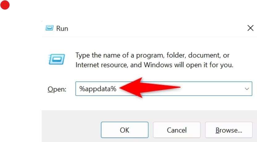 access appdata folder using run