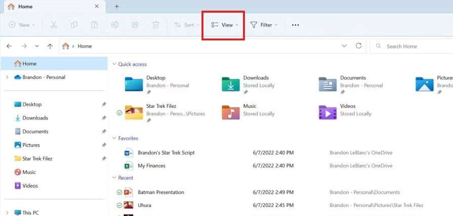 open view tab in file explorer