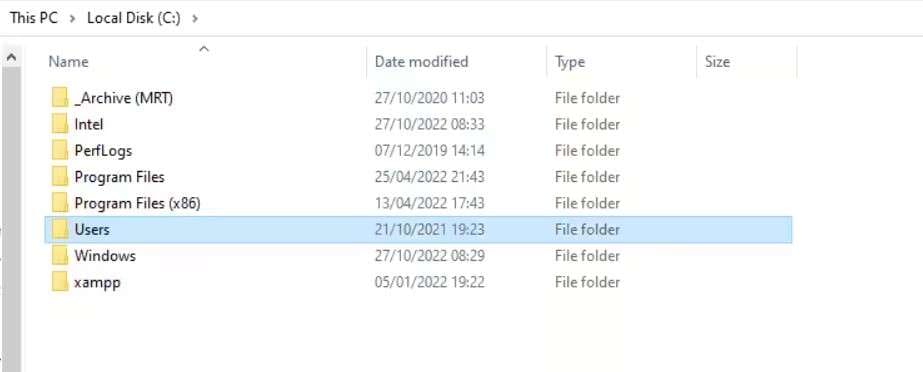 open users folder in file explorer