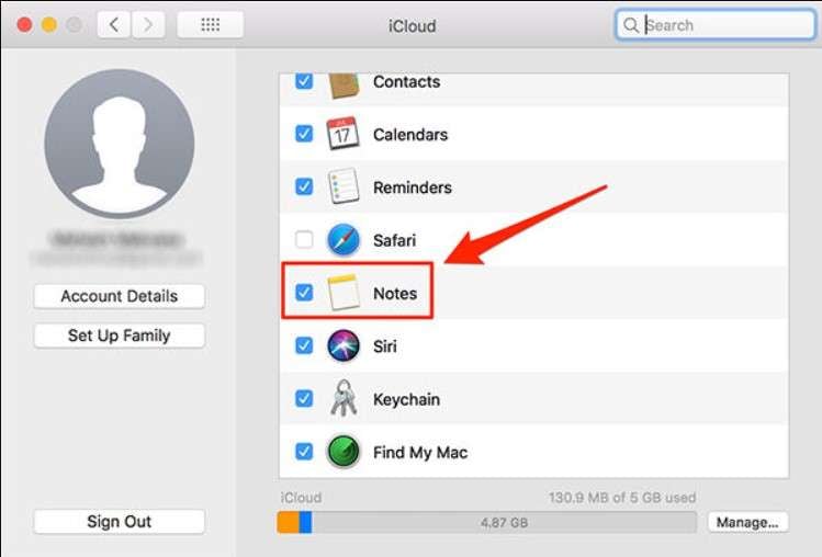 disable icloud syncing for notes