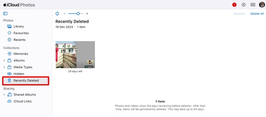 go to photos for recently deleted