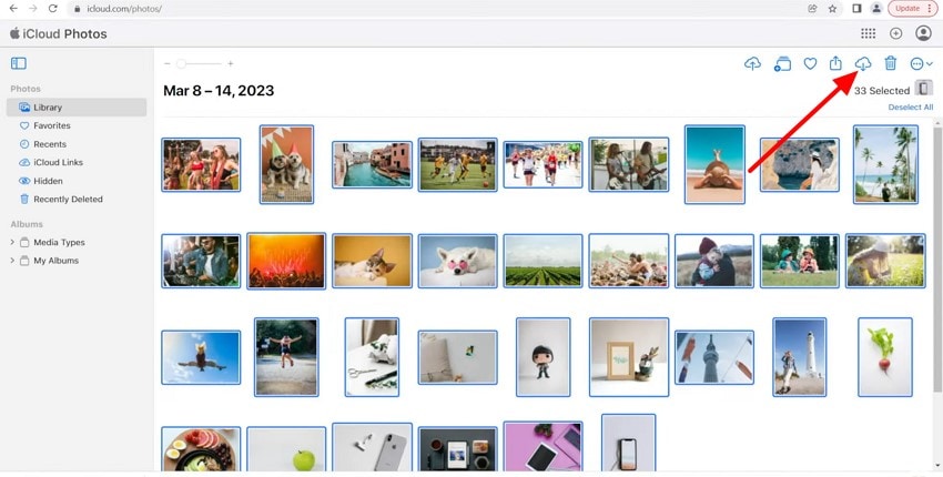 select photos and download