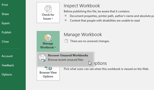 recover unsaved workbooks excel 