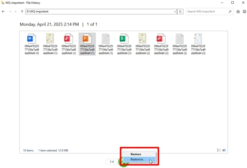 hit the restore button